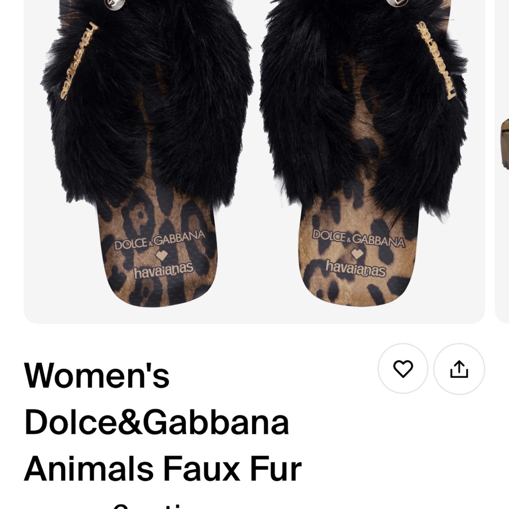 Dolce & Gabbana Black Faux Fur Slippers